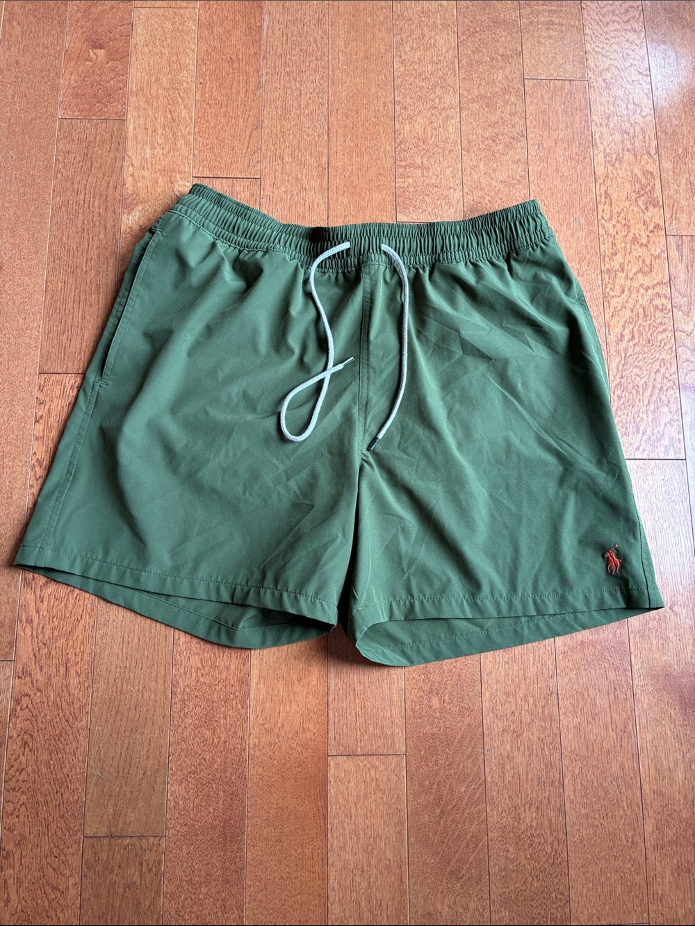 Polo by Ralph Lauren men’s Olive Green Swim Trunks size XL orange pony logo